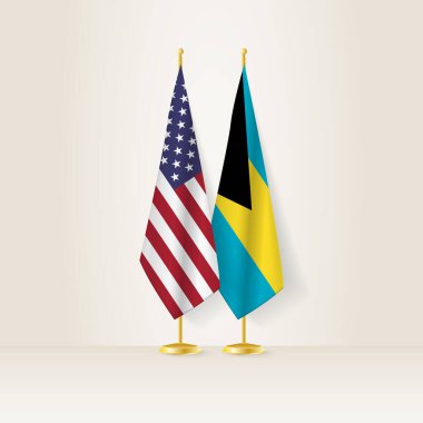 United States and The Bahamas national flag on a light background. clipart