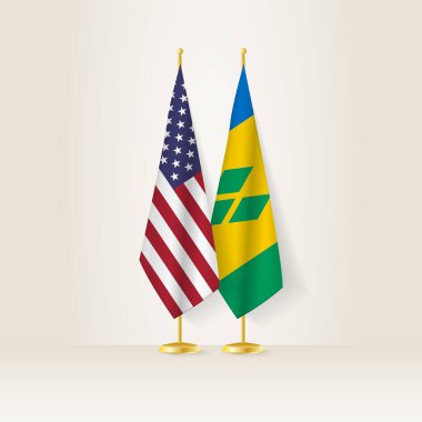 Hafif bir arkaplanda ABD ve Saint Vincent ve Grenadines ulusal bayrağı.
