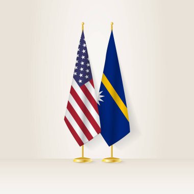 United States and Nauru national flag on a light background. clipart