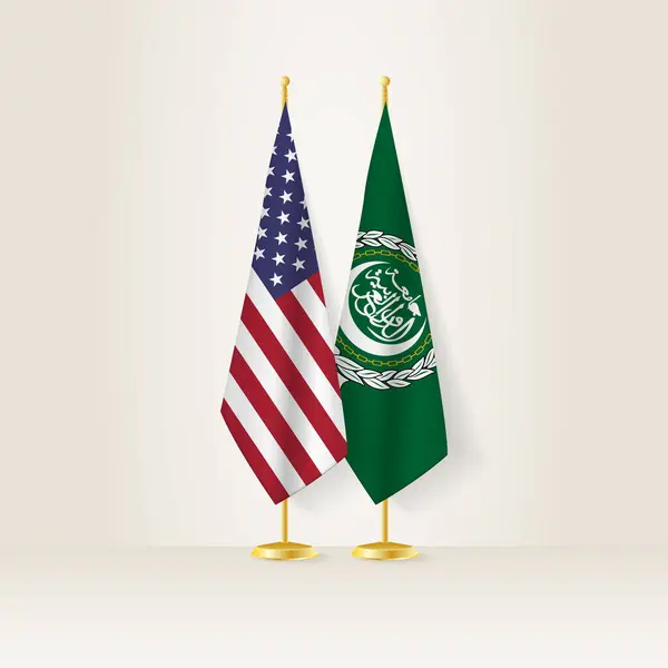 stock vector United States and Arab League national flag on a light background.