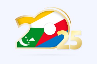 Year 2025 with Comoros Flag pattern. clipart