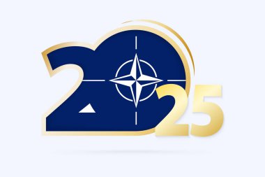 Year 2025 with Nato Flag pattern. clipart