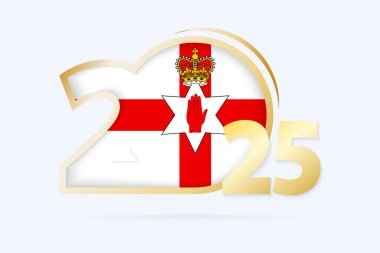 Year 2025 with Northern Ireland Flag pattern. clipart