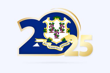 Yıl 2025 Connecticut Bayrağı desenli.