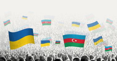 Azerbaycan ve Ukrayna 'nın bayrağını sallayan insanlar, Ukrayna' nın Azerbaycan dayanışmasını sembolize ediyor.