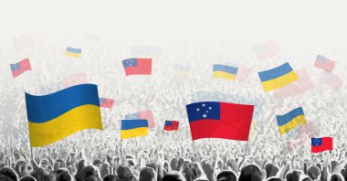 People waving flag of Samoa and Ukraine, symbolizing Samoa solidarity for Ukraine. clipart