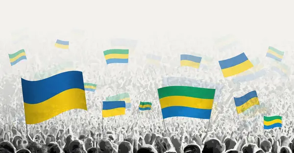 stock vector People waving flag of Gabon and Ukraine, symbolizing Gabon solidarity for Ukraine.