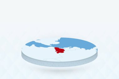 3 Boyutlu Isometric Harita Belçika 'yı Kırmızıyla Vurguluyor.