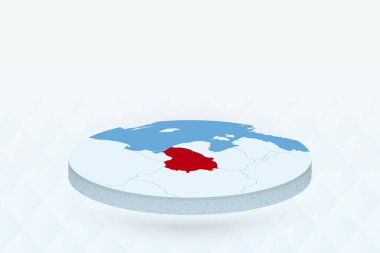 Litvanya 'yı Kırmızıyla Vurgulayan 3B Isometric Haritası.