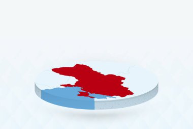 Ukrayna 'yı Kırmızı ile renklendiren 3B Isometric Haritası.