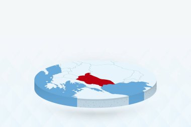 Bulgaristan 'ı Kırmızı Renklendiren 3B Isometric Haritası.