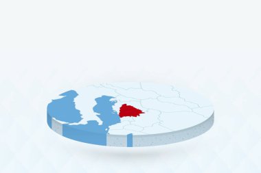Bosna-Hersek 'i Kırmızıyla Vurgulayan 3B Isometric Haritası.