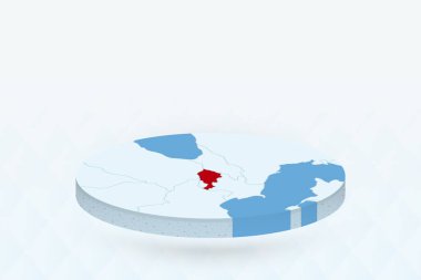 Ermenistan 'ı Kırmızı Renklendiren 3B Isometric Haritası.