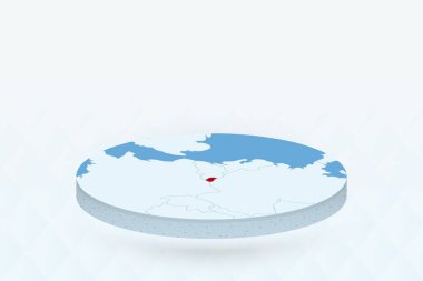 3B Isometric Haritası Lüksemburg 'u Kırmızıyla Vurguluyor.