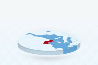 3 Boyutlu Isometric Harita Tunus 'u Kırmızı Renklendirme.