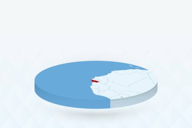 3 Boyutlu Isometric Haritada Kırmızı Gine-Bissau Vurgulandı.