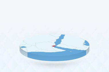 3B Isometric Harita Kırmızı Cibuti Vurgulama.