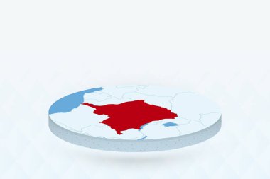 DR Kongo 'yu Kırmızı ile Vurgulayan 3B Isometric Haritası.
