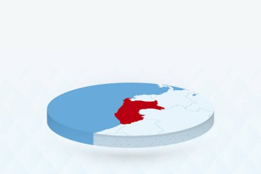 Peru 'yu Kırmızı ile Vurgulayan 3B Isometric Haritası.