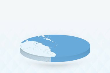 Barbados 'u Kırmızı ile renklendiren 3B Isometric Haritası.