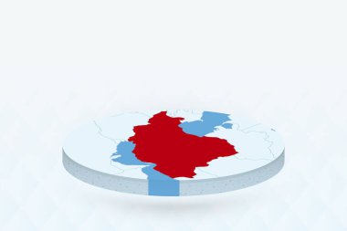 İran 'ı Kırmızı İle Vurgulayan 3B Isometric Haritası.