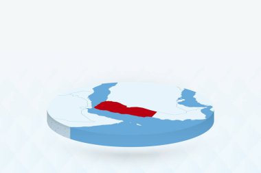 Yemen 'i Kırmızı ile Vurgulayan 3B Isometric Haritası.