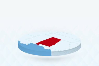 3D Isometric Map Highlighting Alabama in Red. clipart