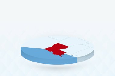 3B Isometric Haritası Louisiana 'yı Kırmızıyla Vurguluyor.