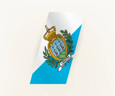 Bej arka planda noktalı San Marino 'nun modern dikey bayrağı.