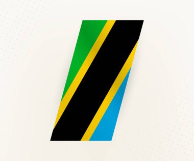 Bej arkaplan ve noktalı Tanzanya 'nın modern dikey bayrağı.