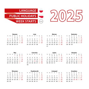 2025 yılında Polonya 'da resmi tatillerle 2025 sayılı takvim.