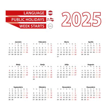 2025 yılında Letonya 'da resmi bayramlarla 2025 takvimi.