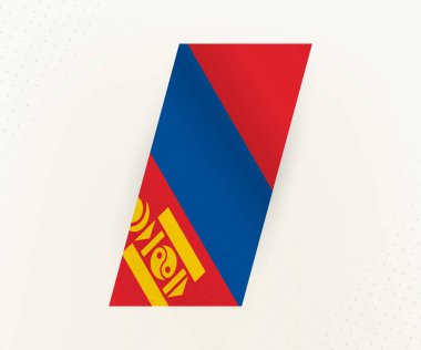Bej arka planda noktalı Moğolistan 'ın modern dikey bayrağı.