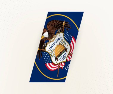 Bej arkaplanlı ve noktalı Utah 'ın modern dikey bayrağı.