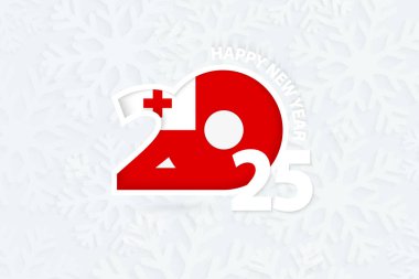 New Year 2025 for Tonga on snowflake background. clipart