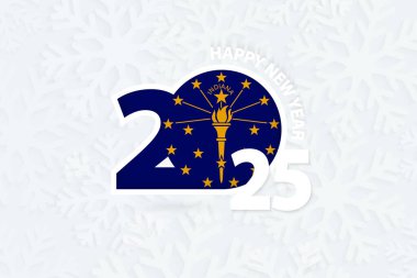 New Year 2025 for Indiana on snowflake background. clipart