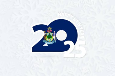 New Year 2025 for Maine on snowflake background. clipart