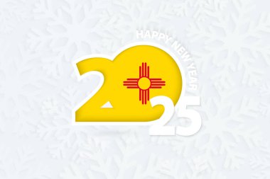 New Year 2025 for New Mexico on snowflake background. clipart