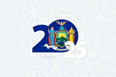 New Year 2025 for New York on snowflake background. clipart