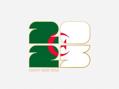 Cezayir bayrağı taşıyan soyut numaralar 2025.