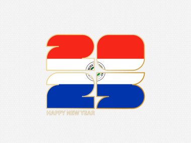 Paraguay bayrağı taşıyan soyut numaralar 2025.