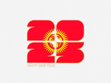 Kırgızistan bayrağı taşıyan soyut numaralar 2025.