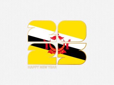 Abstract numbers 2025 with flag of Brunei. clipart