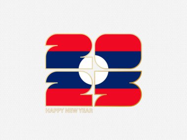 Laos bayrağı taşıyan soyut numaralar 2025.