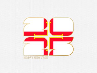 Guernsey bayrağı taşıyan soyut numaralar 2025.