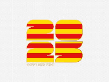 Katalonya bayrağı taşıyan soyut sayılar 2025.