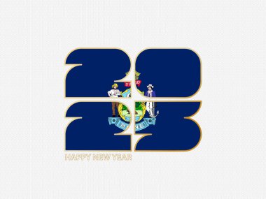 Maine bayrağı taşıyan soyut numaralar 2025.