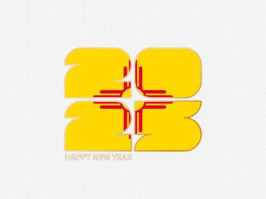 New Mexico bayrağı taşıyan soyut numaralar 2025.