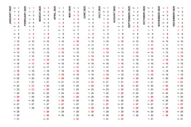 Basit dikey takvim şablonu 2025