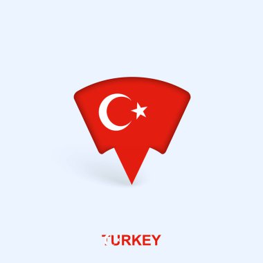 Türkiye Gölgeli Bayrak Harita İşaretleyici Tasarımı.